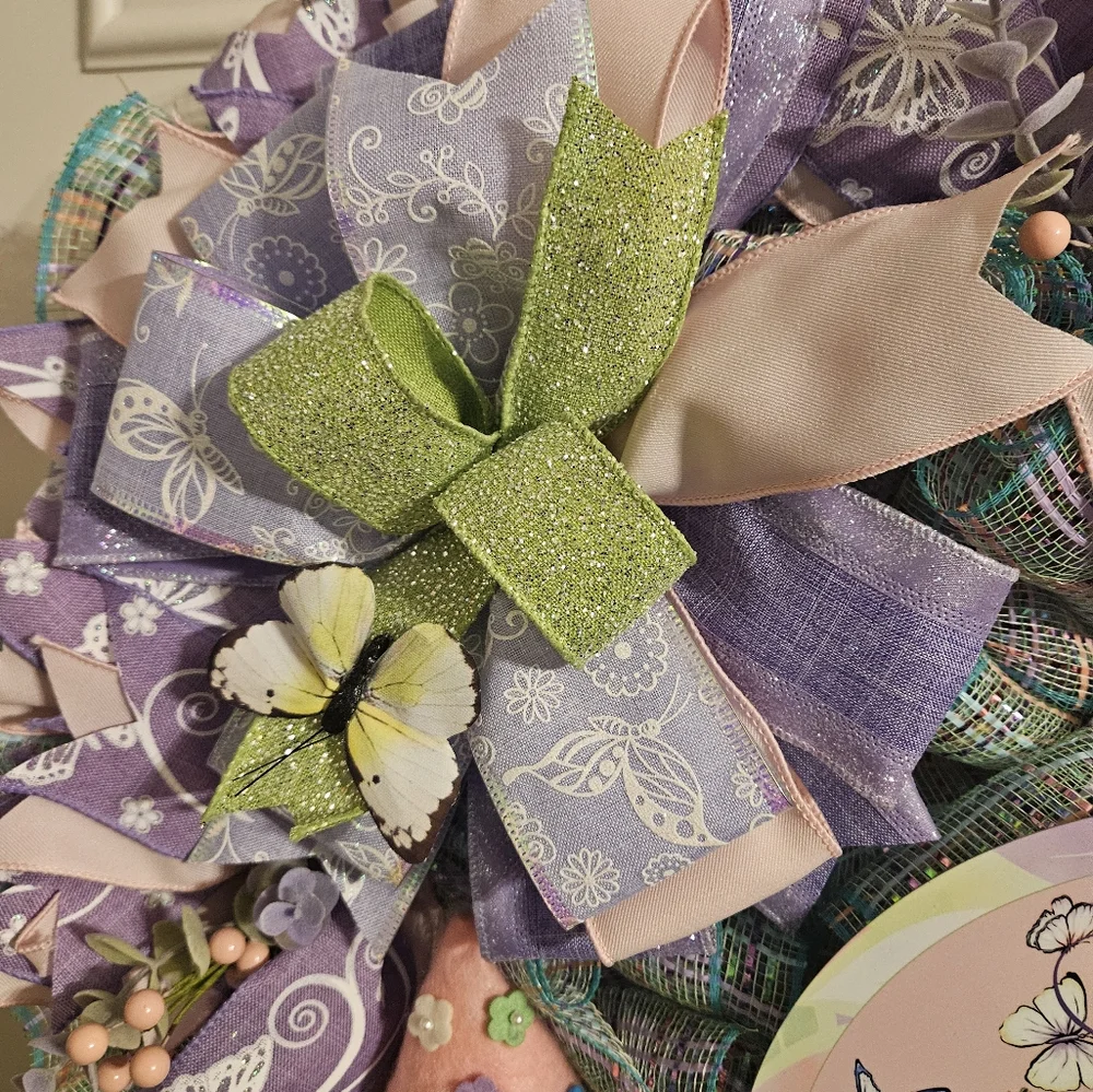 Hand Crafted Purple and Green Spring Wreath